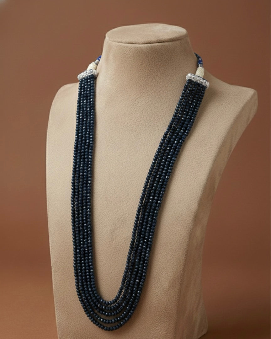 Royal Blue Sapphire Colour Quartz Five Layer Necklace for Women
