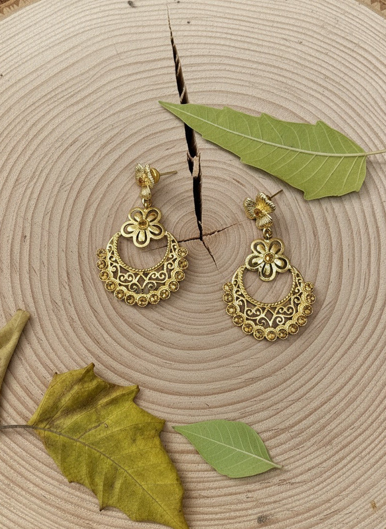 Citrine Cut Stone Drop Earrings for Women, 1.5-Inch Elegant Design