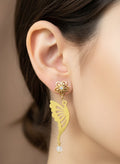 Butterfly Drop Earrings for Women in Gold Plating with Rainbow & Zirconia Stones