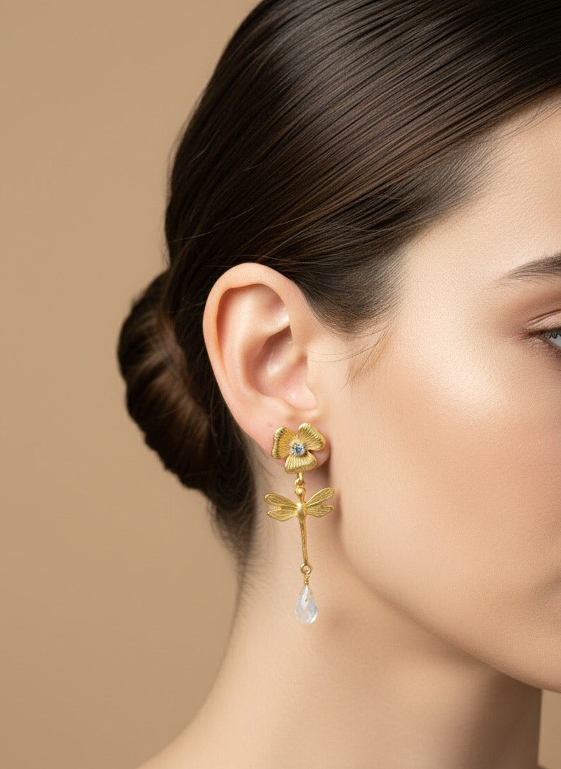 Aquamarine Drop Earrings for Women - Lightweight 2-Inch Elegant Gemstone Dangle Earrings