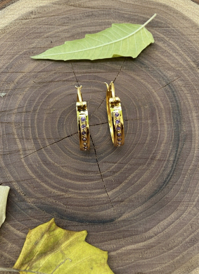 Amethyst Cut Stone Drop Earrings for Women – Elegant 1-Inch Handmade Gemstone Dangle Jewelry