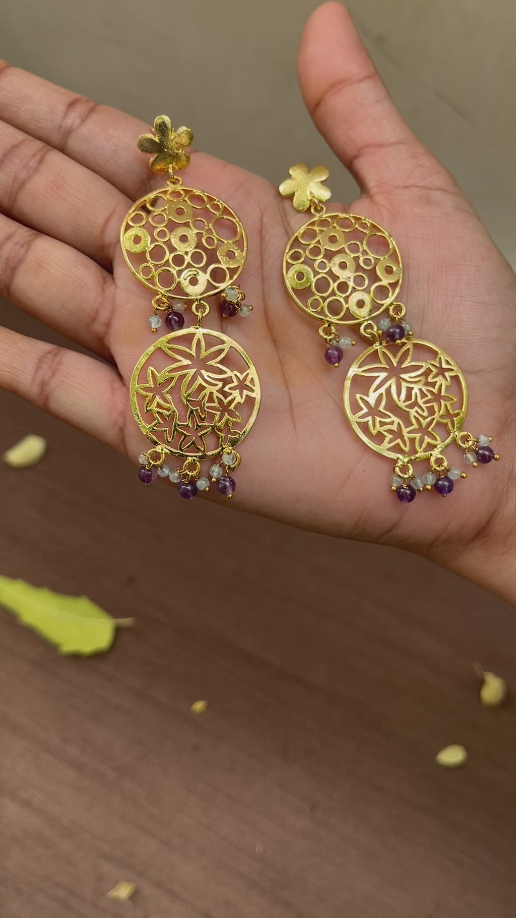 Aquamarine & Amethyst Beaded Drop Earrings for Women - Elegant 3-Inch Handmade Dangle Jewelry